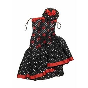 VTG Victor Costa 80s Floral Polka Dot One Shoulder Asymetrical Hem Dress Size 4